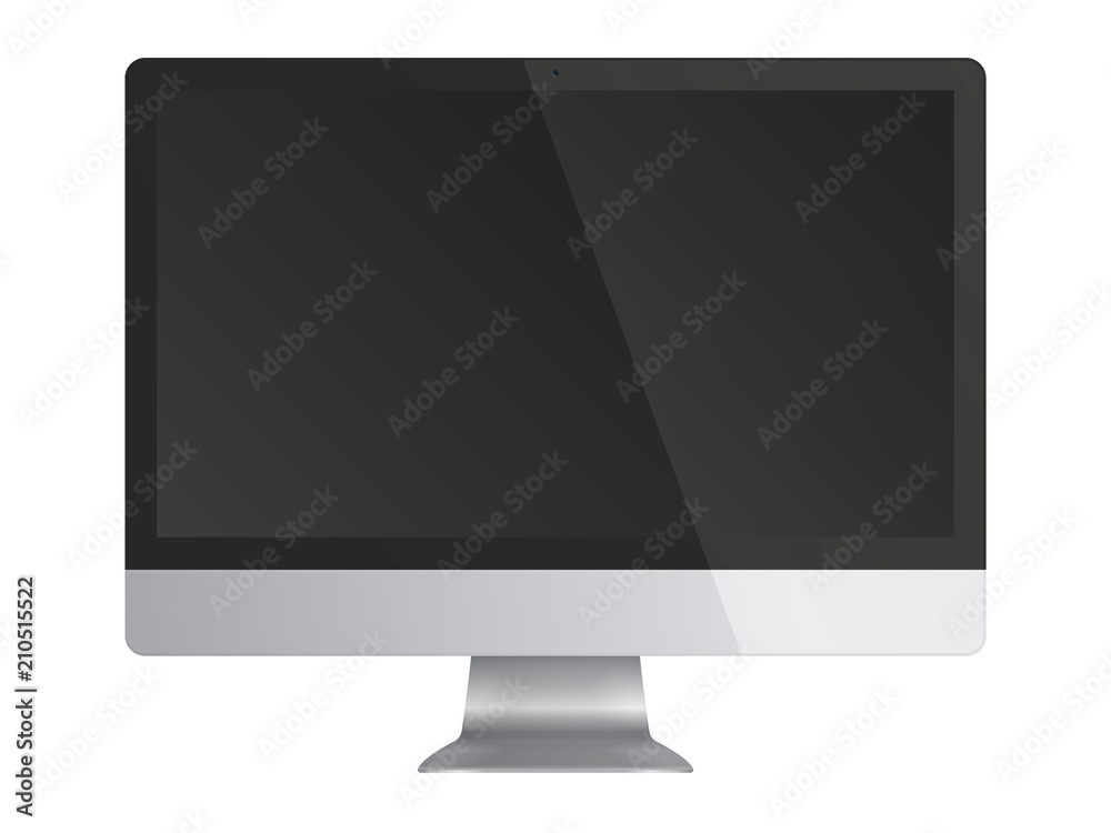 Computer monitor display with black screen isolated on white background. Computer monitor display with black screen isolated on white background.