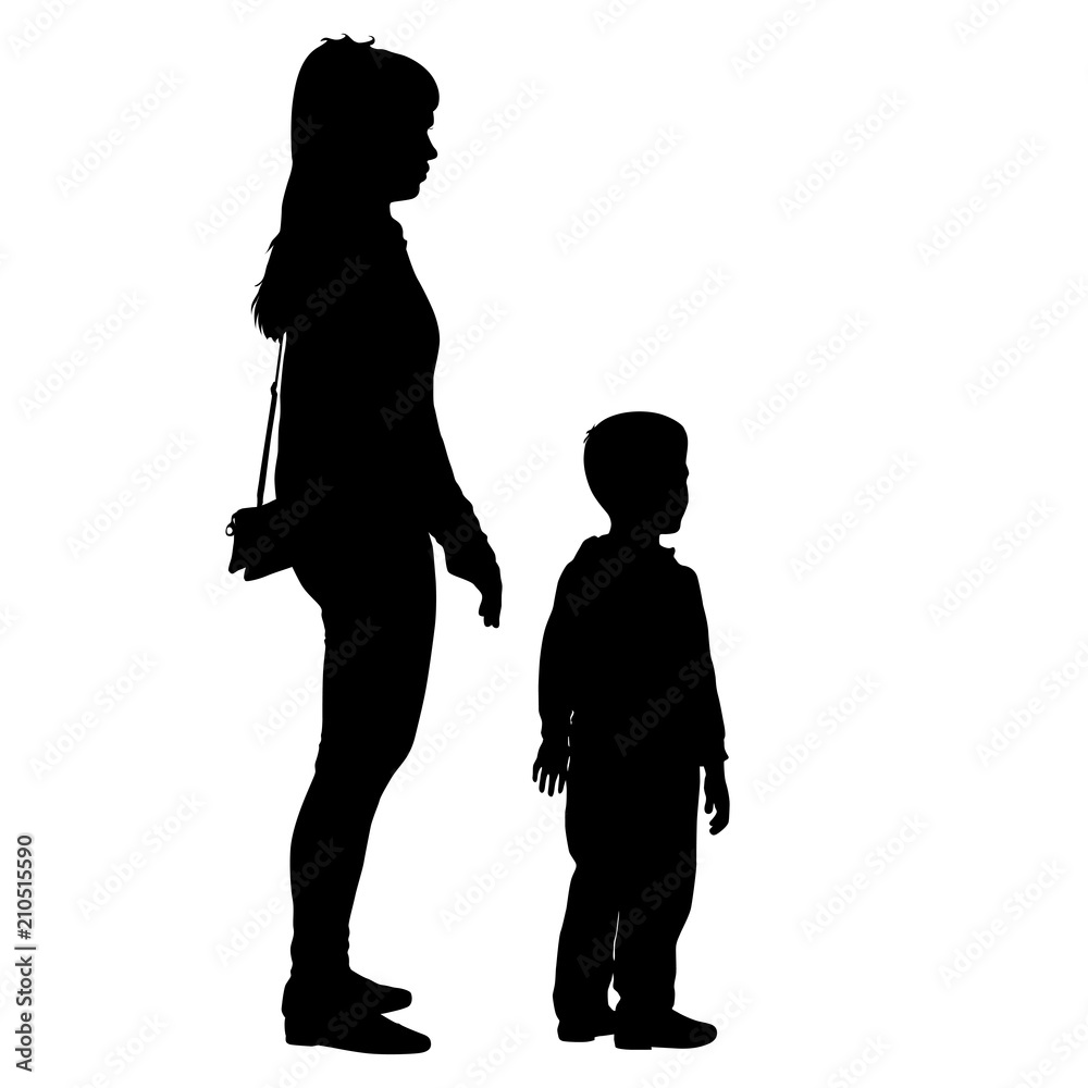 Silhouette of happy family on a white background