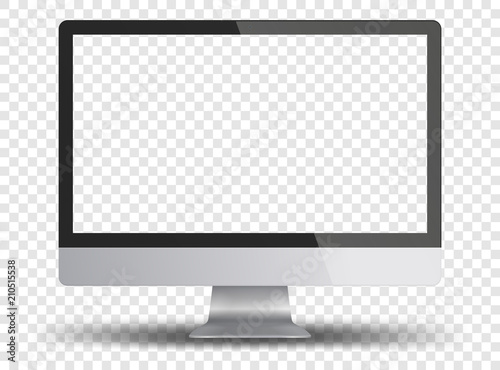 Computer monitor display with empty screen isolated on transparent background. #210515538