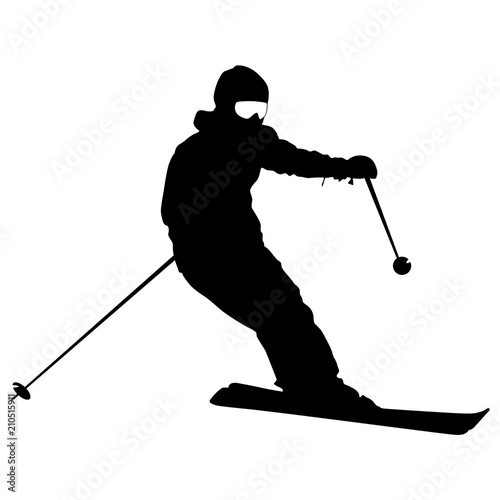 Mountain skier speeding down slope sport silhouette