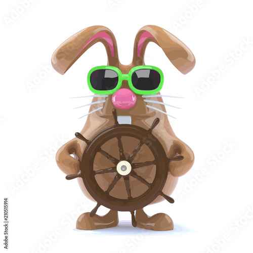 Vector 3d Funny cartoon chocolate Easter bunny rabbit sailor