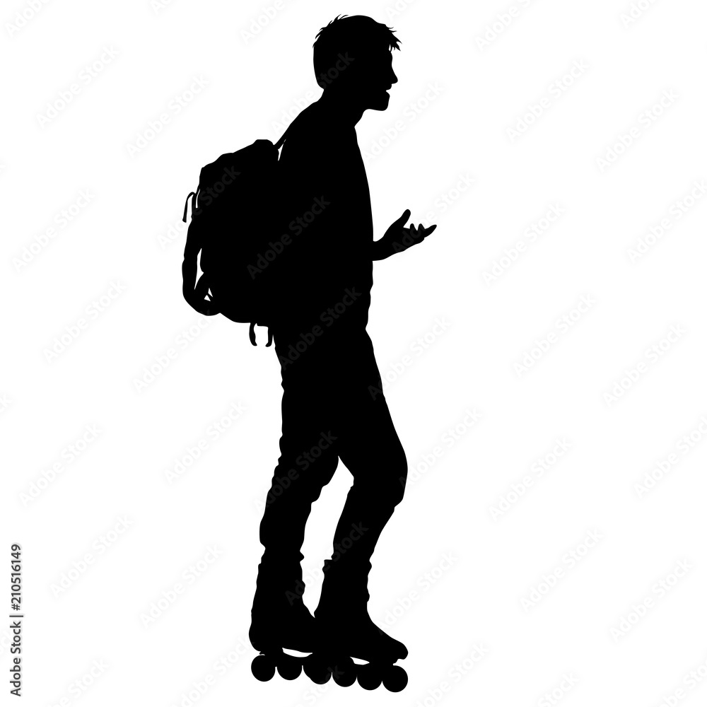 Black silhouette of an athlete on roller skates on a white background Black silhouette of an athlete on roller skates on a white background