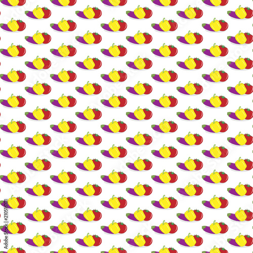 Vector, pattern, vegetables on white background