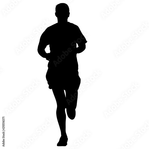 Black Silhouettes Runners sprint men on white background