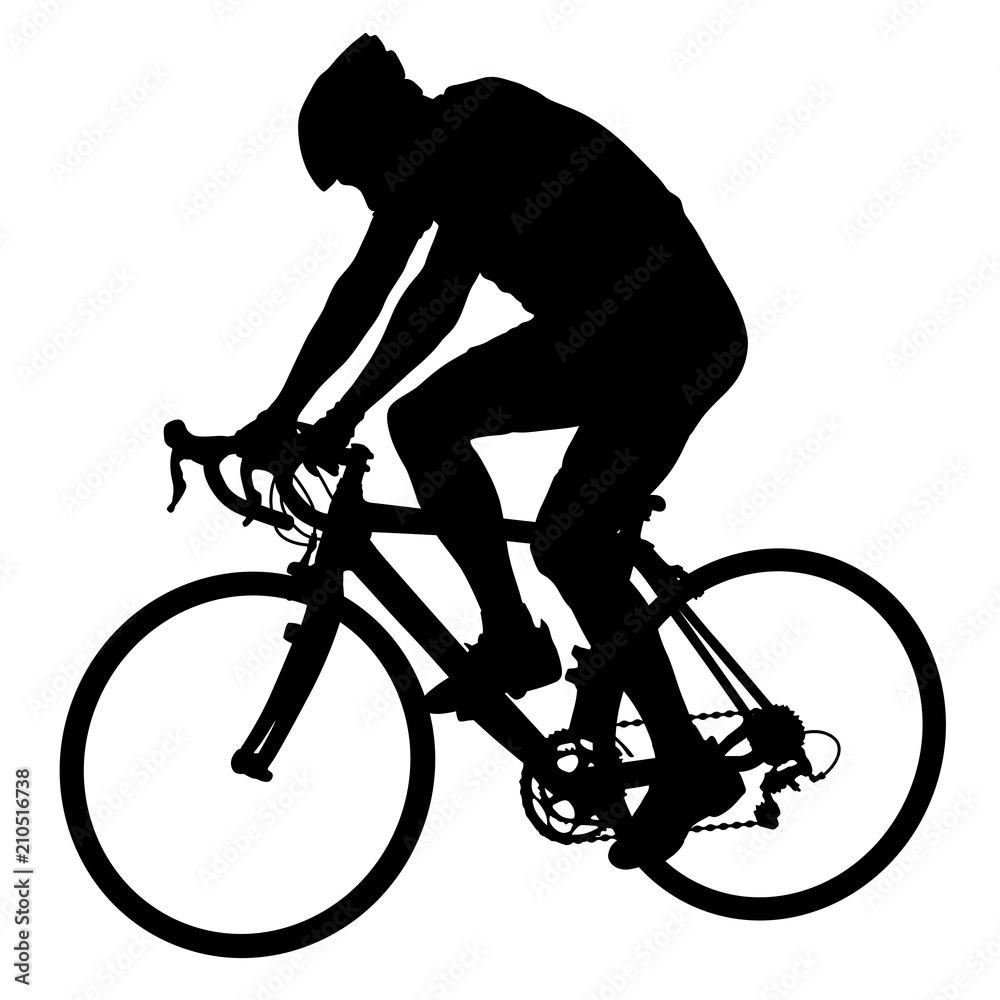 Fototapeta premium Silhouette of a cyclist male on white background