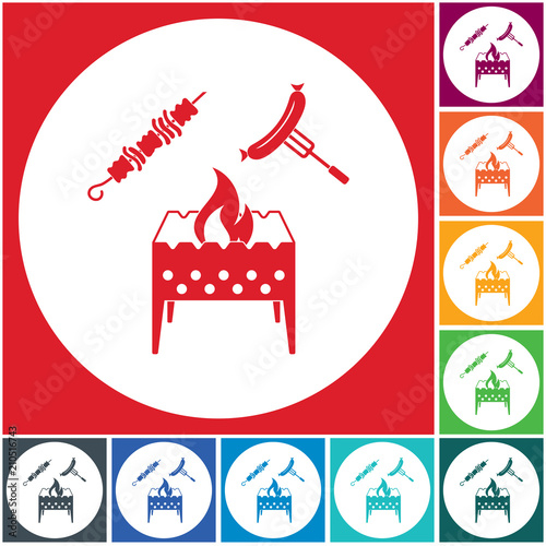 Brazier, kebab and sausage icon