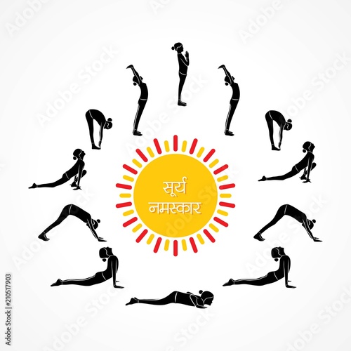 illustration of woman doing SURYA NAMASKAR