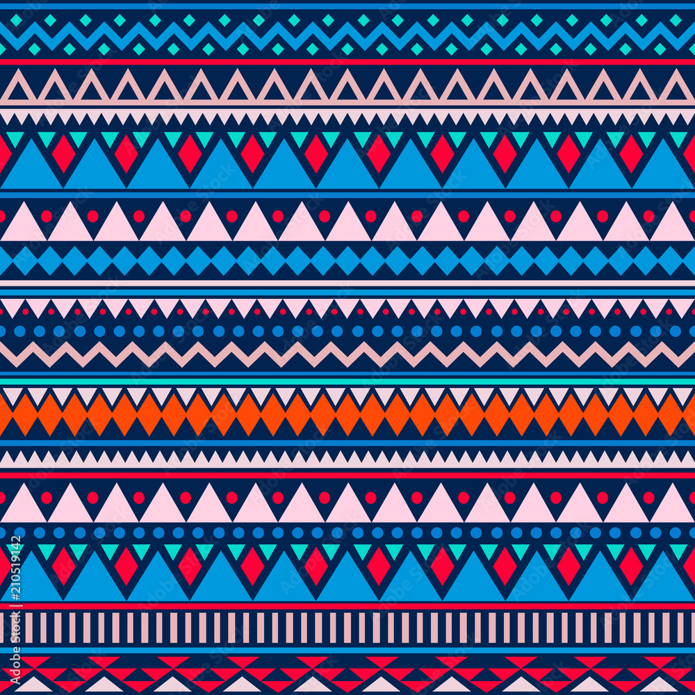 Colorful ethnic seamless pattern. Cute tribal background. Geometrical backdrop. Vector illustration. Colorful ethnic seamless pattern. Cute tribal background. Geometrical backdrop. Vector illustration.