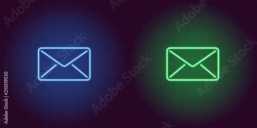 Neon icon of Blue and Green Mail