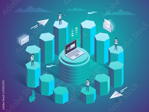 Marketing Automation concept in isometric design.