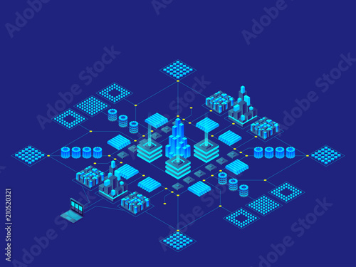 Hi-tech digital technology concept. Vector isometric illustration