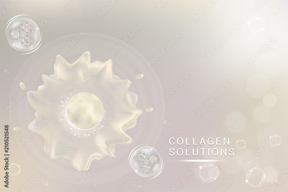 White Collagen Serum drop, cosmetic advertising background ready to use, luxury skin care ad, Illustration 3d vector.