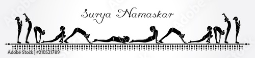 illustration of woman doing SURYA NAMASKAR