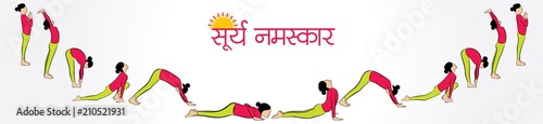 illustration of woman doing SURYA NAMASKAR