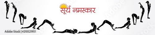 illustration of woman doing SURYA NAMASKAR