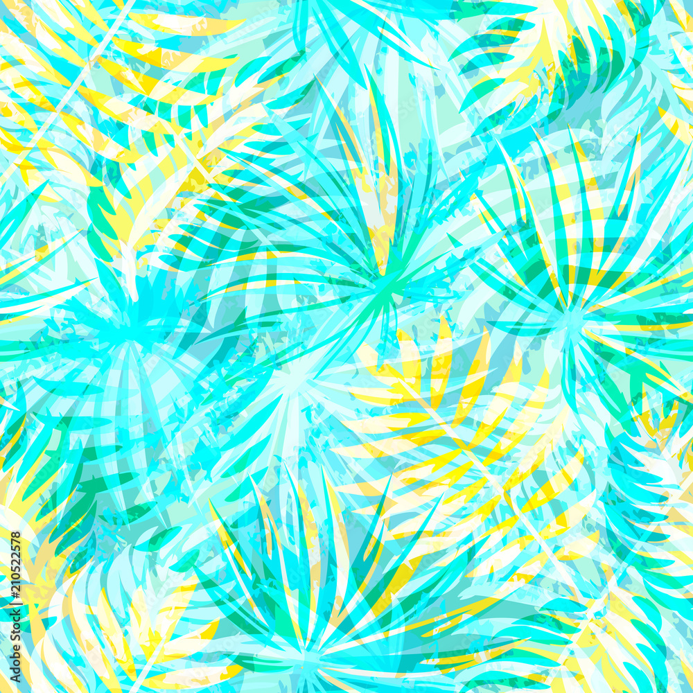 Fototapeta premium Seamless exotic pattern with abstract tropical plants. Vector modern design for paper, wallpaper, fabric, cover.