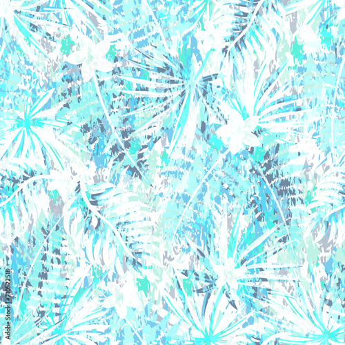 Seamless exotic pattern with abstract tropical plants. Vector modern design for paper, wallpaper, fabric, cover.