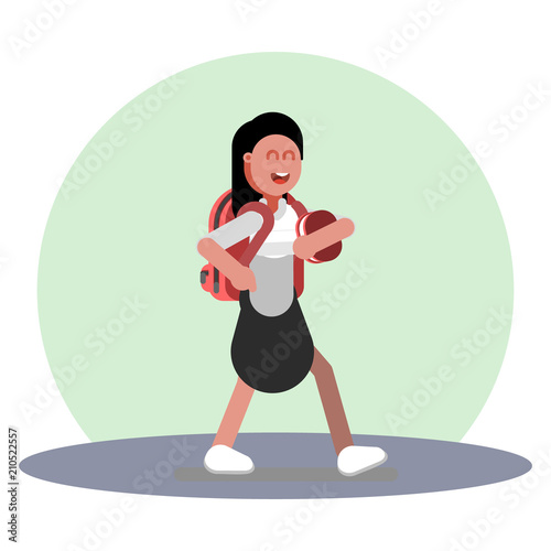 Girl walking in uniform
