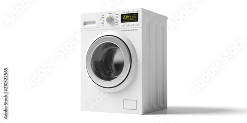 Clothes washing, dryer machine isolated on white background. 3d illustration photo