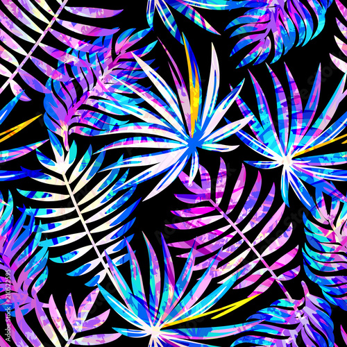 Seamless exotic pattern with abstract tropical plants. Vector modern design for paper, wallpaper, fabric, cover.