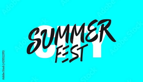 Vector illustration Brush lettering composition of Summer Vacation isolated on white background.