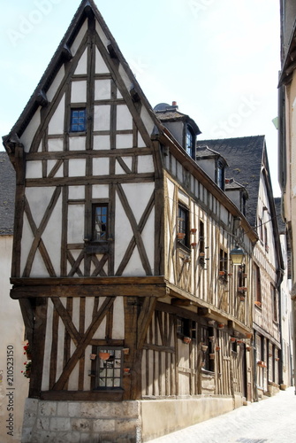 Ville de Chartres, vieilles maison à colombages du quartier historique, Eure et Loir, France