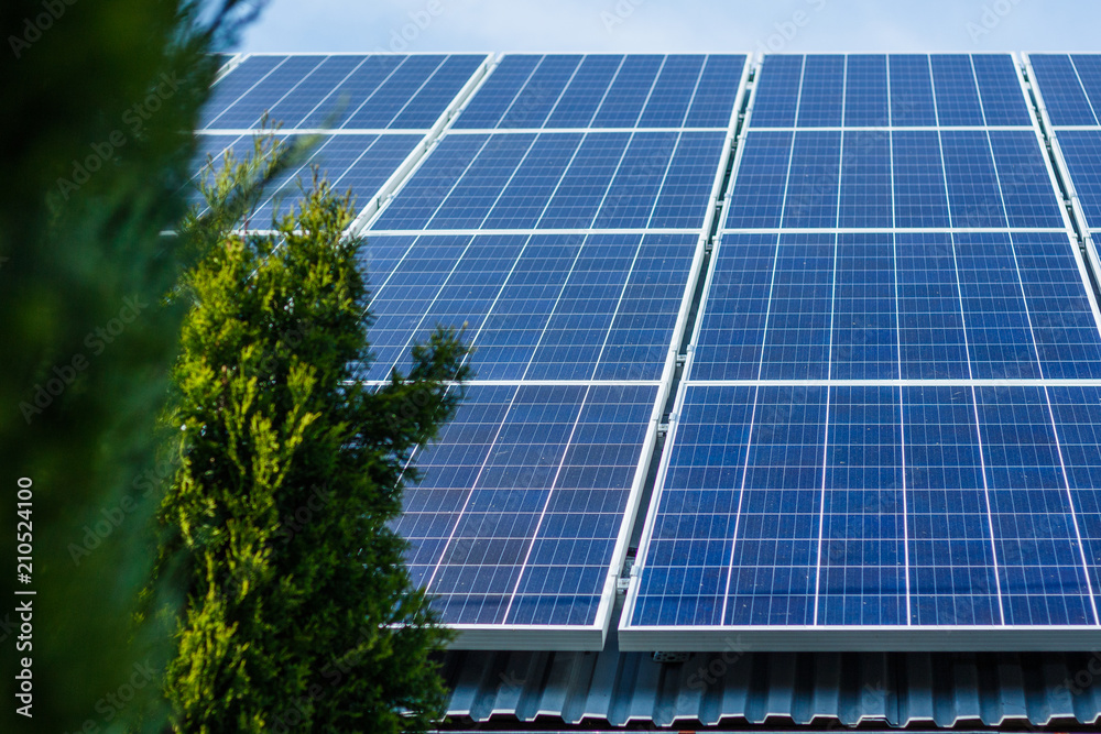 Fototapeta premium solar panels on the roof of a private home