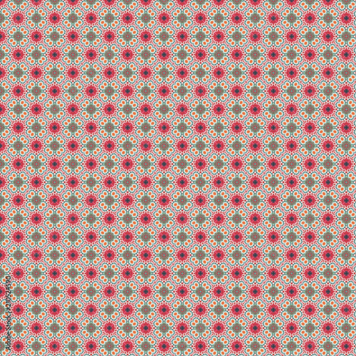 Abstract red, pink, brown, beige, blue colorful geometric pattern