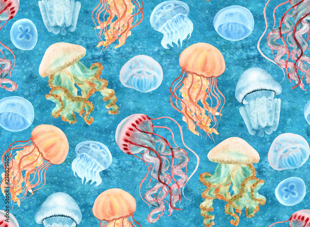 Fototapeta premium Jellyfish seamless