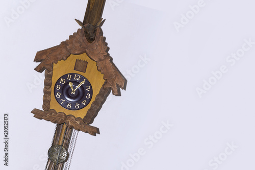 old antique wooden wall clock, background image with space for text