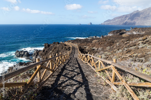 Pathway to natural pool Charco de los Sargos, El Golfo, El Hierro, Canary Islands, Spain photo