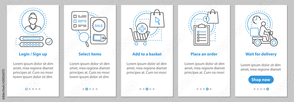 Naklejka premium Online shopping onboarding screen