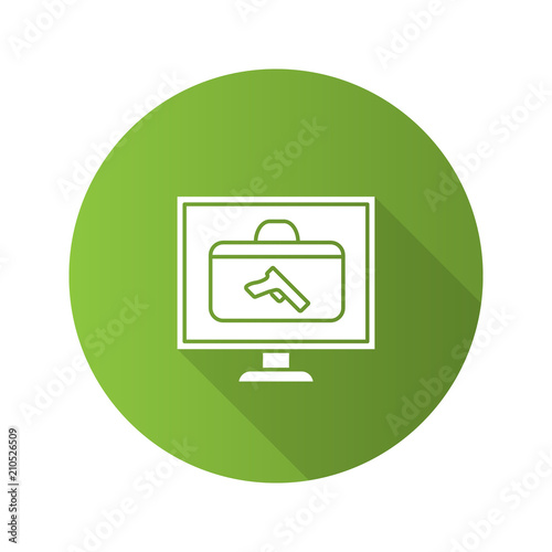 X-ray baggage scanner flat design long shadow glyph icon