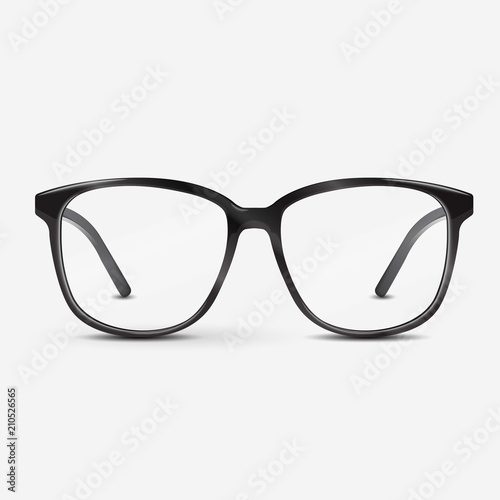 Black optical glasses on white background. Dioptrical Glasses. Ophthalmology concept. Vector Illustration. photo