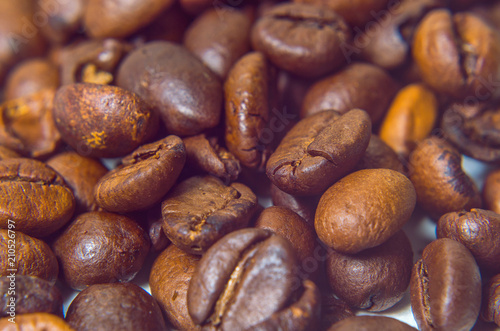 coffee beans fried, close-up