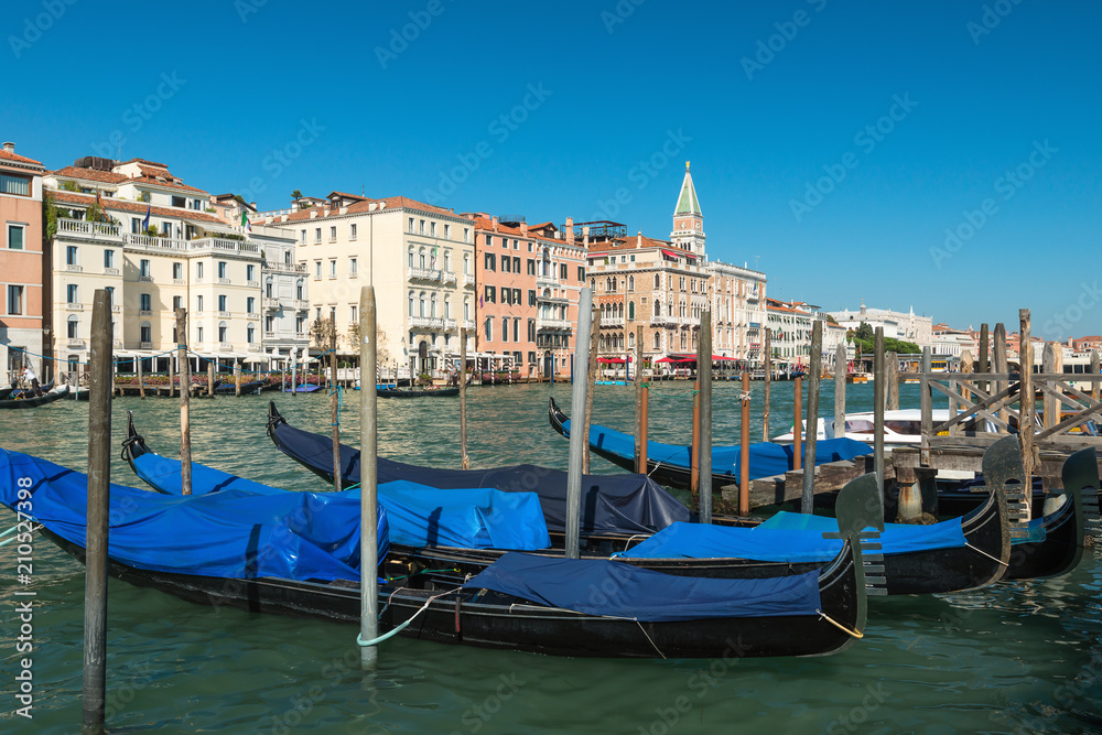 Passenger gondolas in the parking lot, Venice, Italy