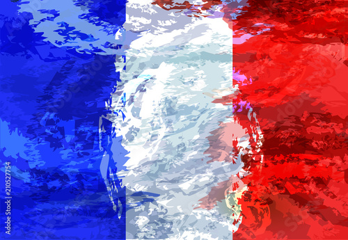 Grunge illustration of French flag. background