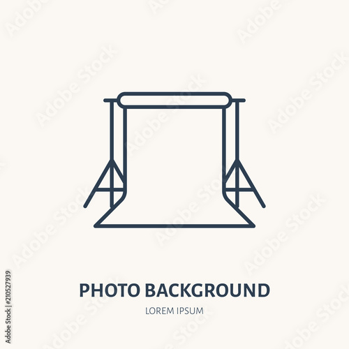 Background stand flat line icon. Photography equipment sign. Thin linear logo for photo studio. Photoshoot for documents.