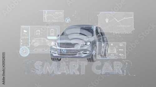 Dashboard smartcar interface on a background 3d rendering photo