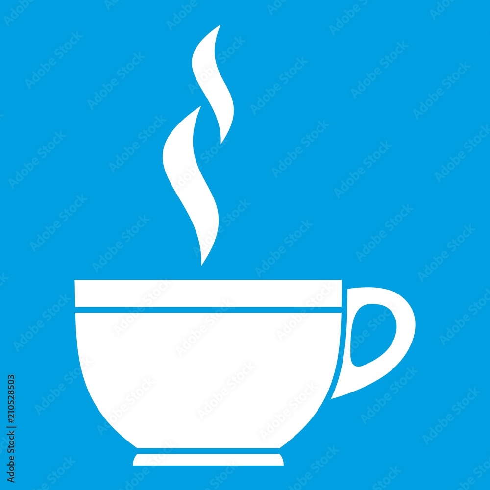 Glass cup of tea icon white isolated on blue background vector illustration Glass cup of tea icon white isolated on blue background vector illustration