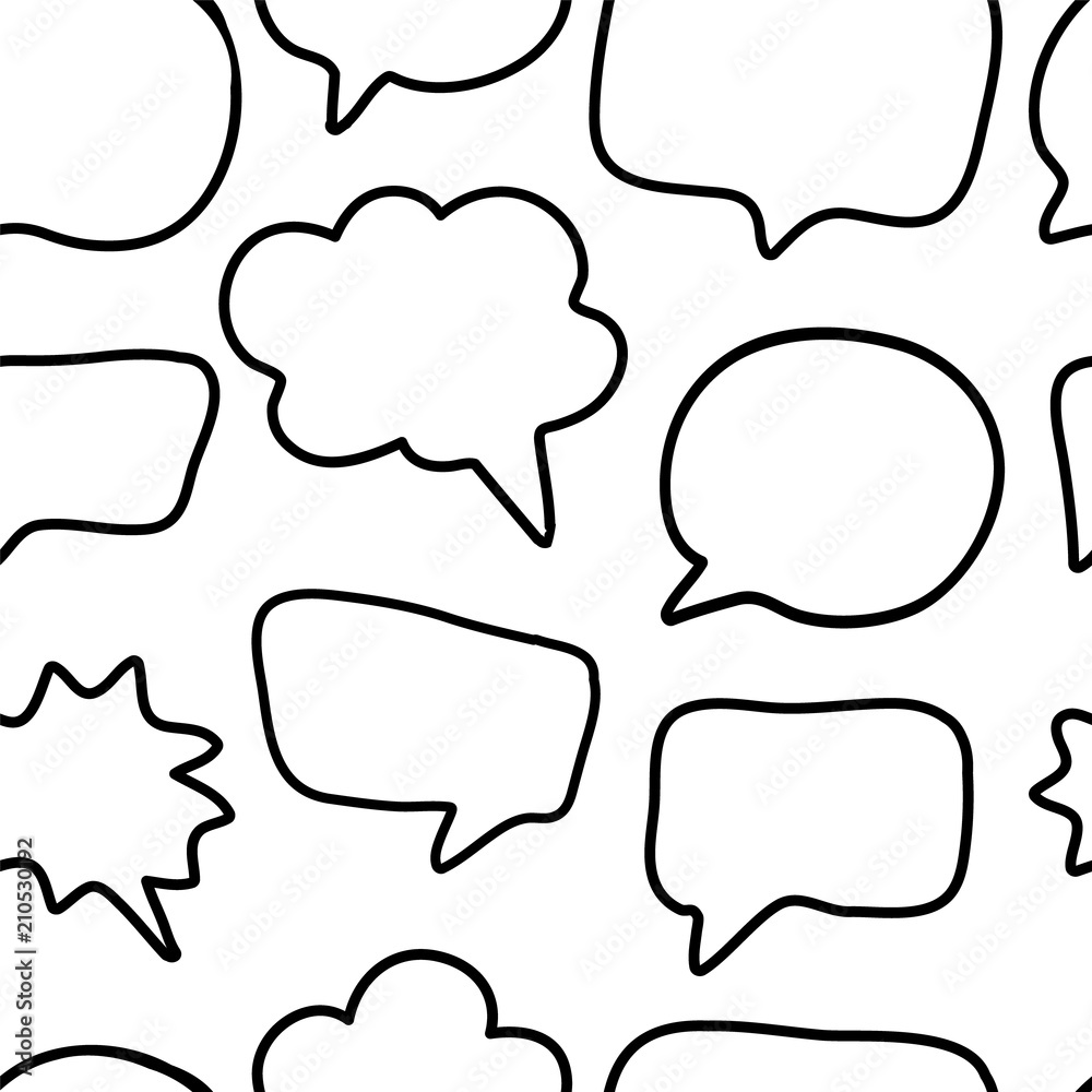 outline hand drawn speech bubble seamless pattern outline hand drawn speech bubble seamless pattern
