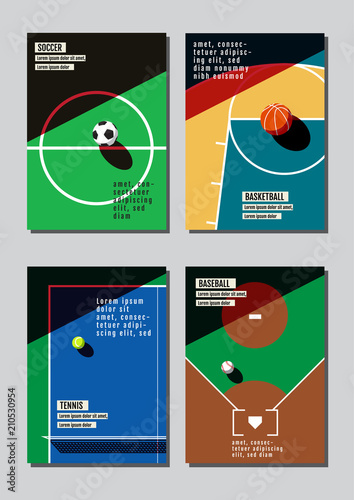 Graphic design sport concept. Sports equipment background. Vector Illustration.