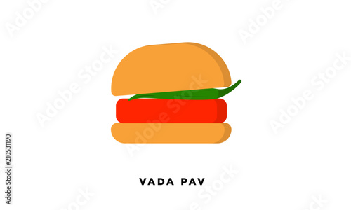 Vada Pav Vector Illustration. Local Maharashtrian Food. Street food of India concept.