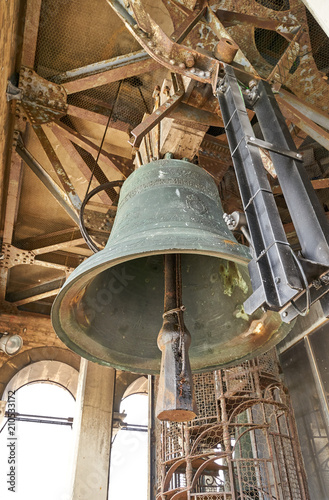 Bell in Tower of St Mark's Campanile in Venice in Italy photo