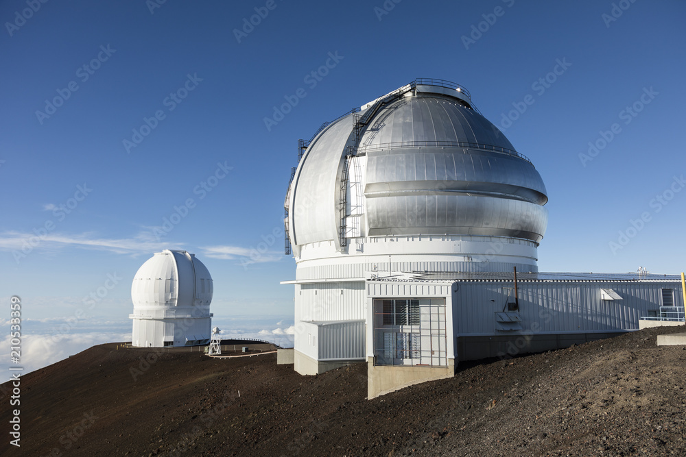 Mauna Kea Gemini North Telescope and Canada-France-Hawaii Telescope (CFHT), Big Island, Hawaii: Mauna Kea Gemini North Telescope and Canada-France-Hawaii Telescope (CFHT), Big Island, Hawaii: