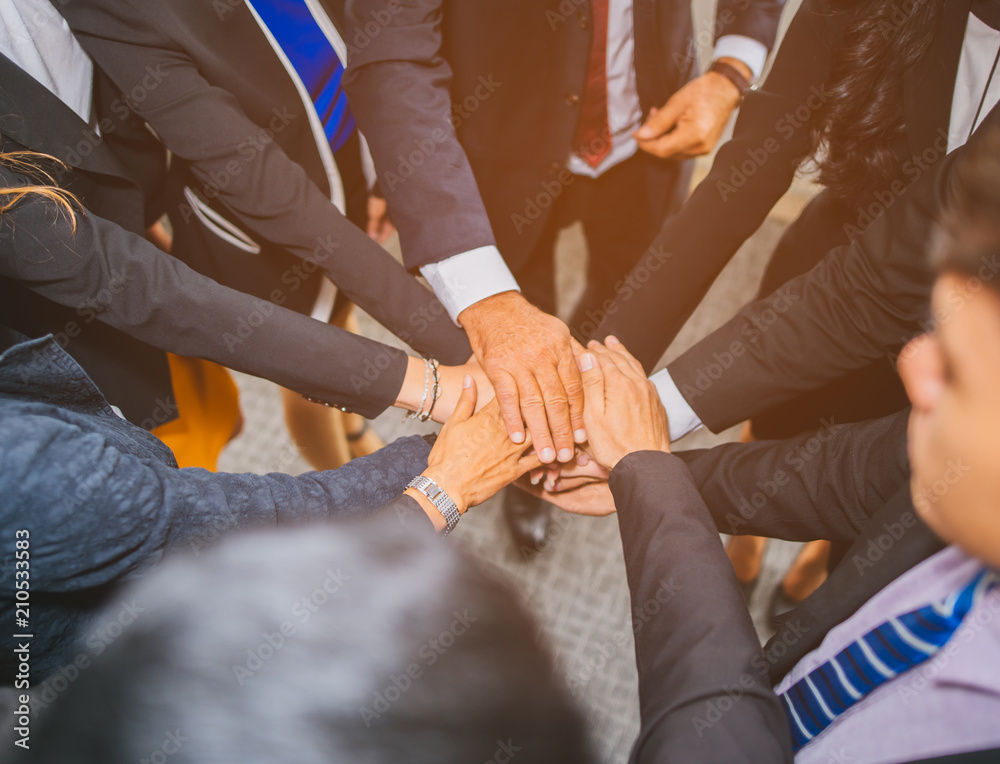 Obraz premium Business Team Stack Hands Support Concept.