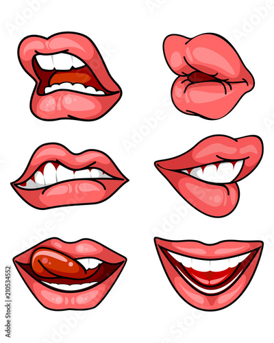 Set of lips on white