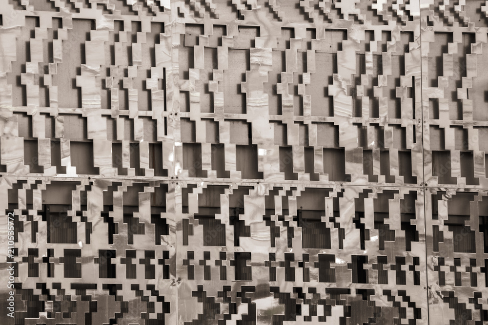 Chromed metal fence as an abstract background