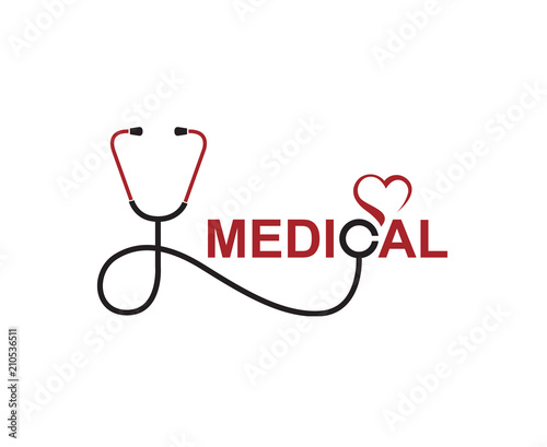 abstract medical halth care icon with stethoscope and heart photo