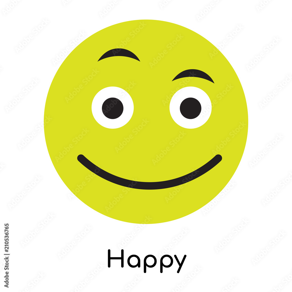 Fototapeta premium Happy icon vector sign and symbol isolated on white background, Happy logo concept